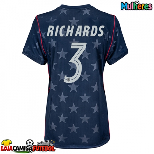 Camisa de Futebol Estados Unidos Chris Richards #3 Equipamento Secundário Mulheres Mundo 2026 Manga Curta